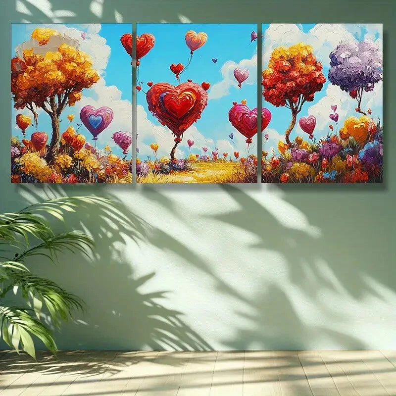3pcs Trees and flowers Floral Metal Print Ready to Hang Art