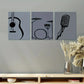 3pcs Creative Guitar Drum Microphone Painting Metal Print Ready to Hang Art