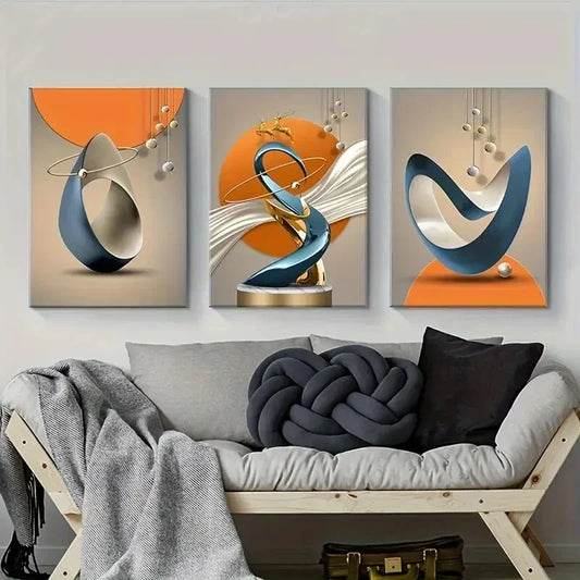 3pcs Modern Geometric Creative Abstract Metal Print Ready to Hang Art