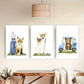 3pcs Whimsical Animal Golf Decor Prints Metal Print Ready to Hang Art