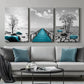 3pcs Black and White Turquoise Pictures Painting Metal Print Ready to Hang Art