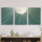 3pcs Abstract Teal Lines, Metal Print Ready to Hang Art