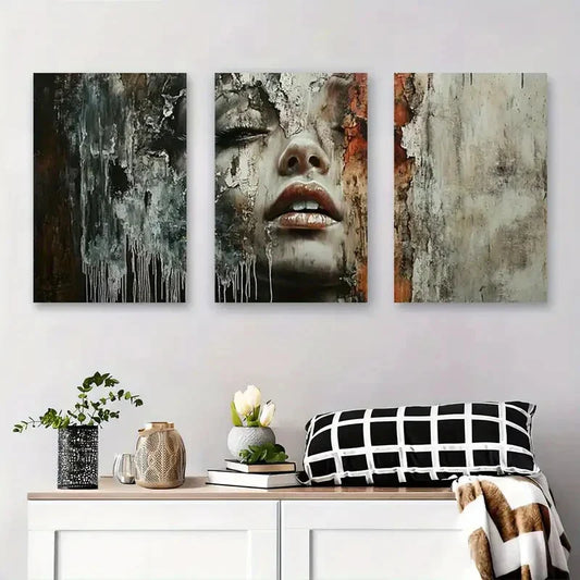 3pcs Modern Dripping Paint Design Contemporary Metal Print Ready to Hang Art