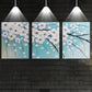 3pcs Fresh Tree Branch with White Flower Metal Print Ready to Hang Art
