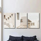 3pcs Greek Pastels, Santorini Mural, Metal Print Ready to Hang Art
