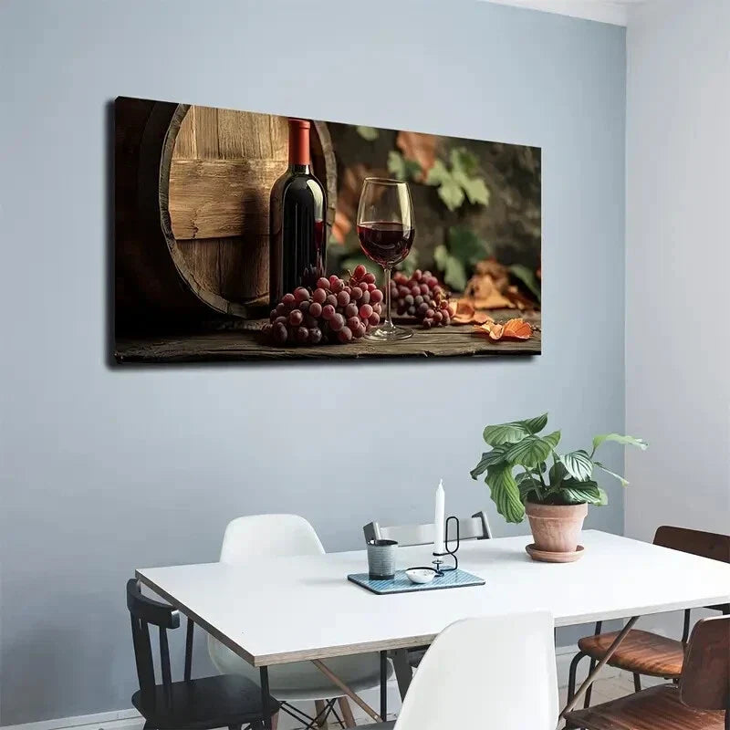 Featuring a Bottle of Red Wine Wall Art Canvas Office Home Room Framed 120x60cm