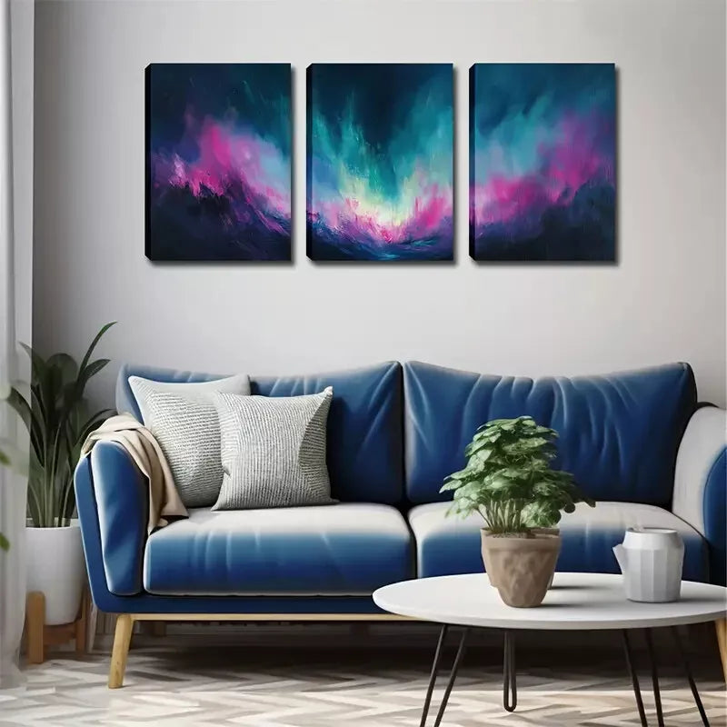 3pcs ,Color Of The Vast Sky  Wall Art Set Canvas Framed 40x60cm - High Quality Print 100% Australian Made Wall Canvas Ready to Hang