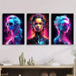 3pcs  colorful female humanoid robot portrait  Metal Print Ready to Hang Art