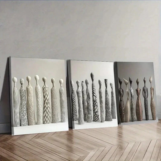 3pcs Ceramic Figurines Wall Art Set Canvas Framed 40x60cm - High Quality Print 100% Australian Made Wall Canvas Ready to Hang