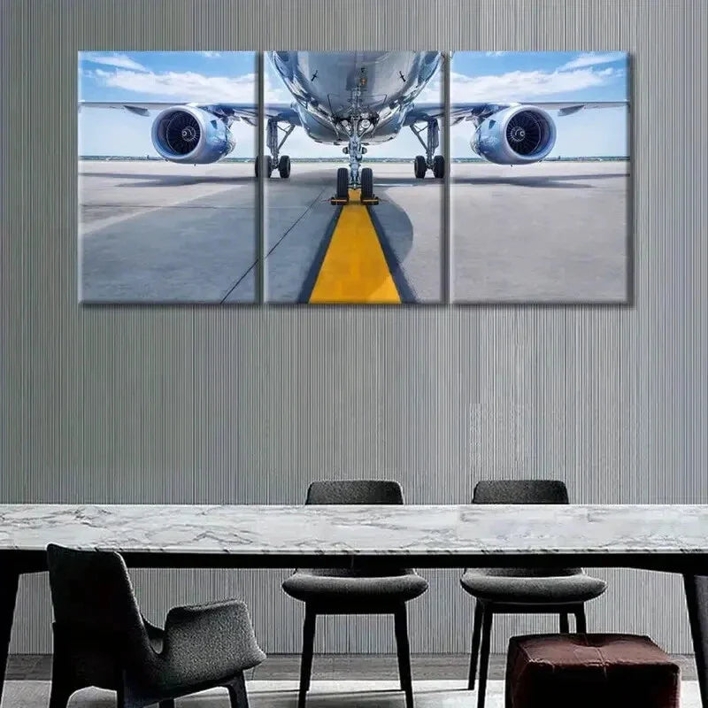 3pcs Airplane Turbine Aircraft Aviation Metal Print Ready to Hang Art
