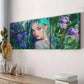 3pcs   Purple Flowers Lady With Green Eyes Wall Art Set Canvas Framed 40x60cm - High Quality Print 100% Australian Made Wall Canvas Ready to Hang