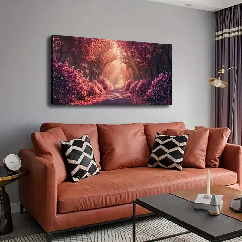 Deco Modern Minimalist Pink Wall Art Canvas Office Home Room Framed 80x45cm