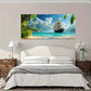 Tropical Island Sail Adventure Wall Art Canvas Office Home Room Framed 80x45cm
