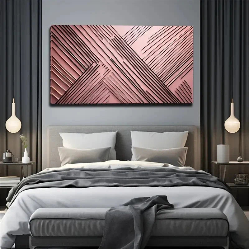 Pink Background Wall Art Canvas Office Home Room Framed 80x45cm
