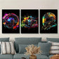 3pcs Colorful car steering wheel racing, Metal Print Ready to Hang Art