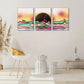 3pcs Sika deer, mountains, landscape Metal Print Ready to Hang Art