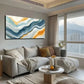 Wavy Lines Like Flowing Wall Art canvas office home room framed 120x60cm