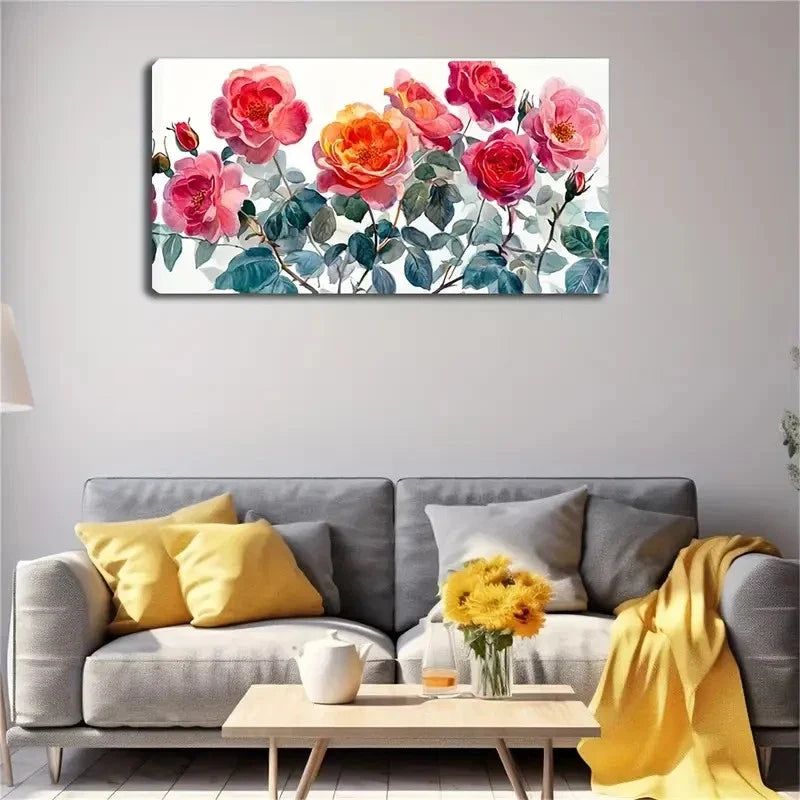 Presents A Set Of Charming Rose Wall Art Canvas Office Home Room Framed 80x45cm