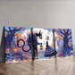 3pcss Whimsical Cat & Girl Design Strange   Wall Art Set Canvas Framed 40x60cm - High Quality Print 100% Australian Made Wall Canvas Ready to Hang