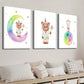 3pcs Watercolor Style Unicorn Bear Wall Art Set Canvas Framed 40x60cm - High Quality Print 100% Australian Made Wall Canvas Ready to Hang