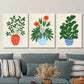 3pcs Tropical Plant Illustrations in Pots, Metal Print Ready to Hang Art