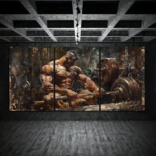 3pcs Fitness Coach Strength Training Gym Metal Print Ready to Hang Art