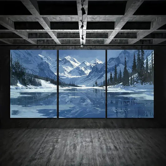 3pcs Beautiful Frozen Lake Metal Print Ready to Hang Art