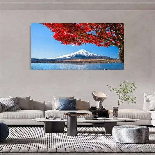 Snowy Mountain & Lake View Wall Art Canvas Office Home Room Framed 120x60cm