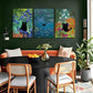 3pcs Funny Cat in Water Lilies Garden Flowers Metal Print Ready to Hang Art