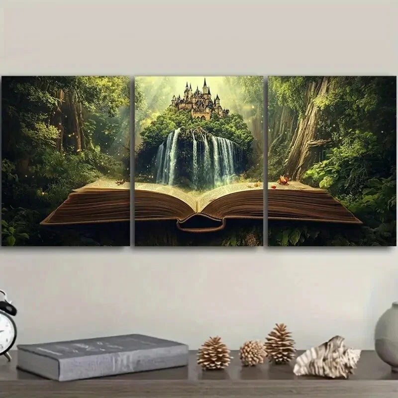 3pcs Book scenery  Wall Art Set Canvas Framed 40x60cm - High Quality Print 100% Australian Made Wall Canvas Ready to Hang