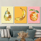3pcs Classic Portrait Orientation Fruit Artwork Metal Print Ready to Hang Art