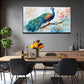 Large Peacock Suitable Wall Art Canvas Office Home Room Framed 80x45cm
