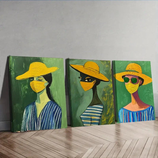 3pcs Abstract Women Colorful Modern Perfect Art Set Canvas Framed 40x60cm - High Quality Print 100% Australian Made Wall Canvas Ready to Hang