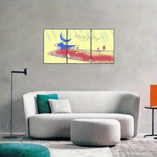 3pcs Moon, night sky poster, romantic Metal Print Ready to Hang Art