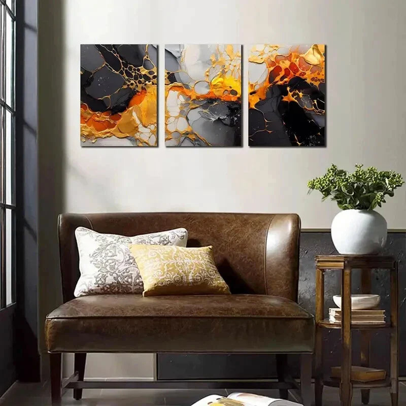 3pcs Abstract Pictures  Metal Print Ready to Hang Art