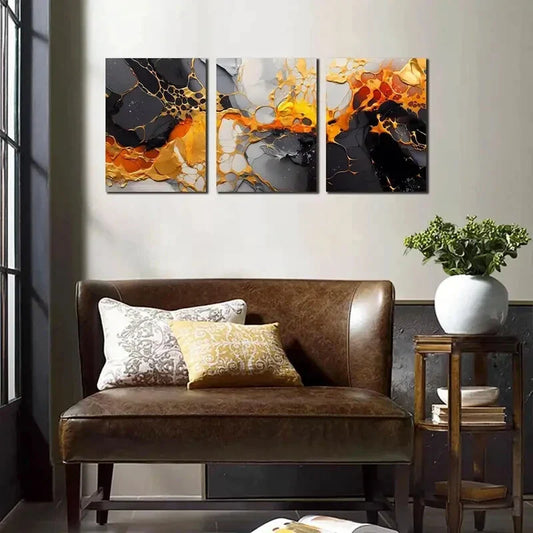 3pcs Abstract Pictures  Metal Print Ready to Hang Art