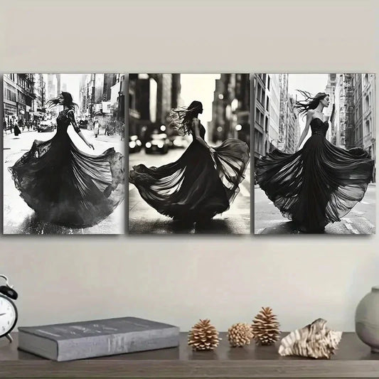 3pcs  A model Art Painting Luxurious   Metal Print Ready to Hang Art