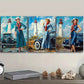 3pcs The girl by the old car Wall Art Set Canvas Framed 40x60cm - High Quality Print 100% Australian Made Wall Canvas Ready to Hang
