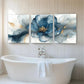 3pcs Elegant Blue Golden Peony Flower Perfect Wall Art Set Canvas Framed 40x60cm - High Quality Print 100% Australian Made Wall Canvas Ready to Hang.