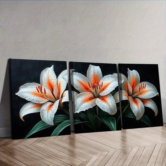 3pcs  Framed Canvas Wall Art - Lilies Design Wall Art Set Canvas Framed 40x60cm - High Quality Print 100% Australian Made Wall Canvas Ready to Hang