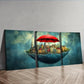 3pcs City view under a red umbrella Wall Art Set Canvas Framed 40x60cm - High Quality Print 100% Australian Made Wall Canvas Ready to Hang