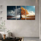 3pcs Yellow and White Tree of Life Scene Metal Print Ready to Hang Art