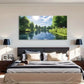 Serene River Landscape Lush Wall Art Canvas Office Home Room Framed 120x60cm