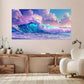 Vibrant Cloudy Ocean Waves wall canvas office home room framed 120x60cm