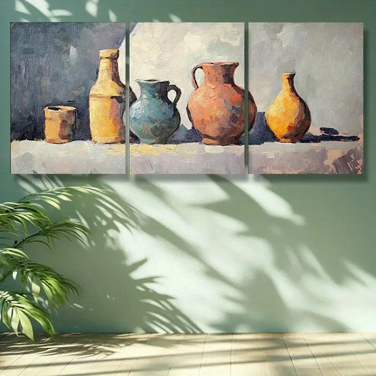 3pcs Pot and kettle Art Painting Metal Print Ready to Hang Art