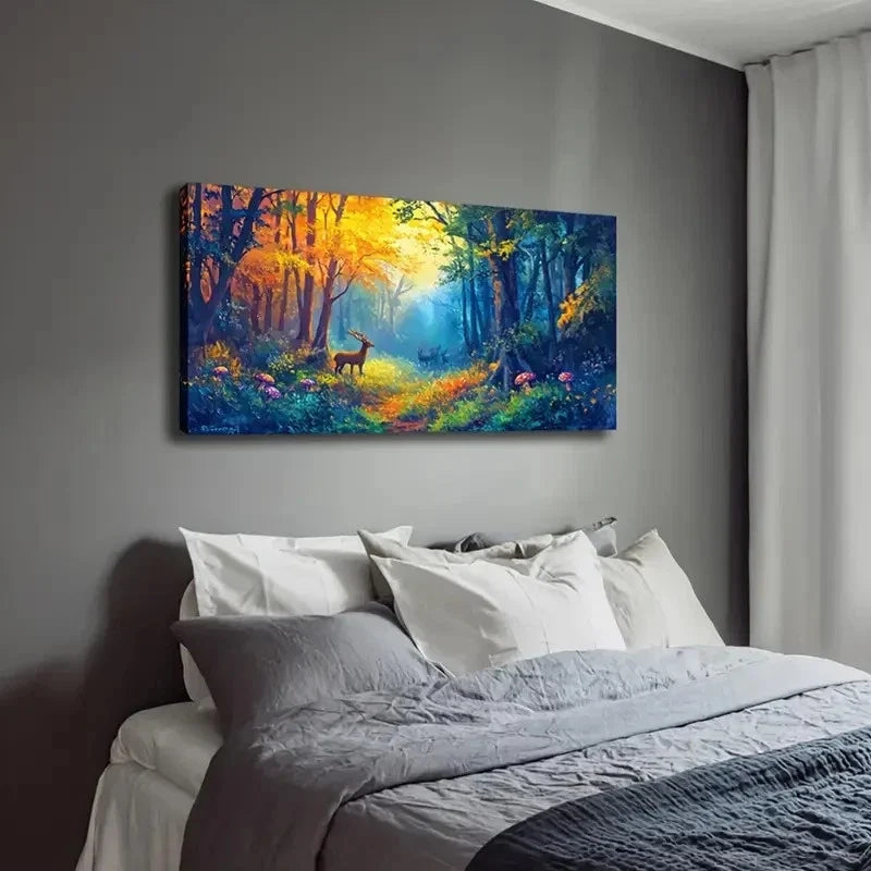 Majestic Deer With Antlers Wall Art Canvas Office Home Room Framed 120x60cm