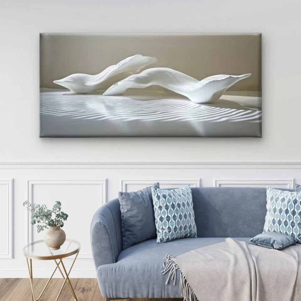 Tranquility White Clouds Wall Art Canvas Office Home Room Framed 80x45cm