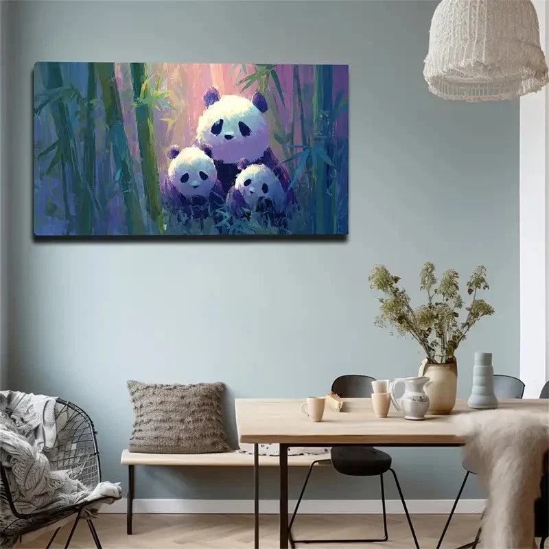 Bamboo Forest With Pandas Wall Art Canvas Office Home Room Framed 120x60cm