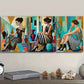 3pcs Retro fashion girl, Art Painting Metal Print Ready to Hang Art