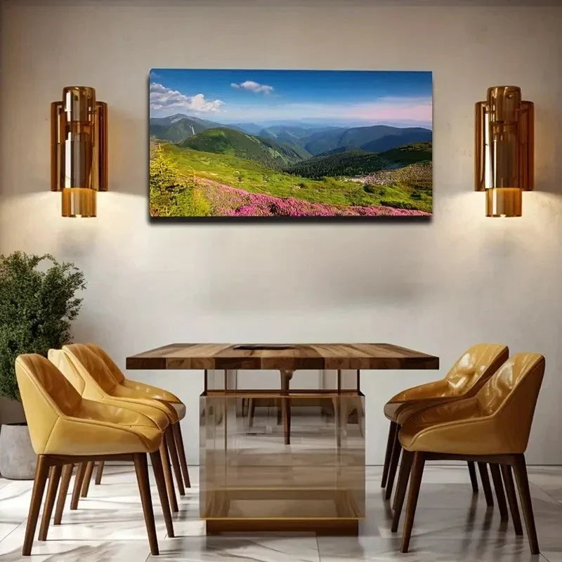 Mountains Wide View Wall Art Canvas Office Home Room Framed 80x45cm
